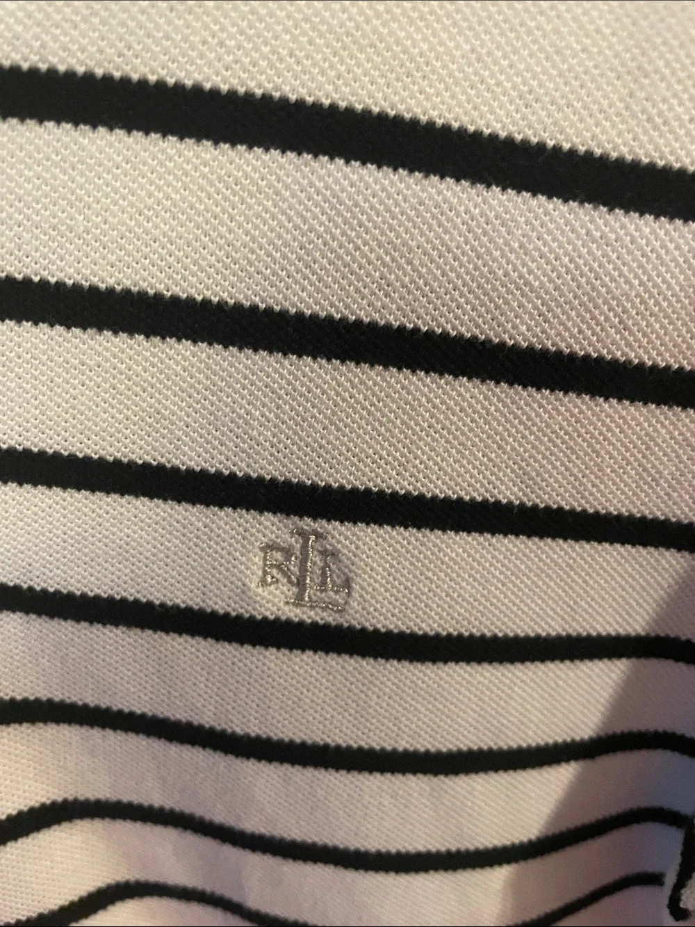 Ralph Lauren White Polo with Black Stripes Short Sleeve Size Large
